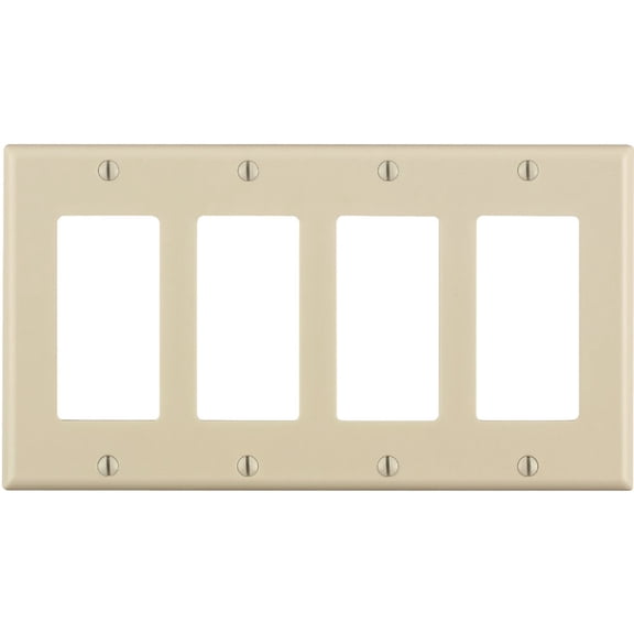 1PACK Leviton Decora 4-Gang Smooth Plastic Rocker Decorator Wall Plate, Light Almond