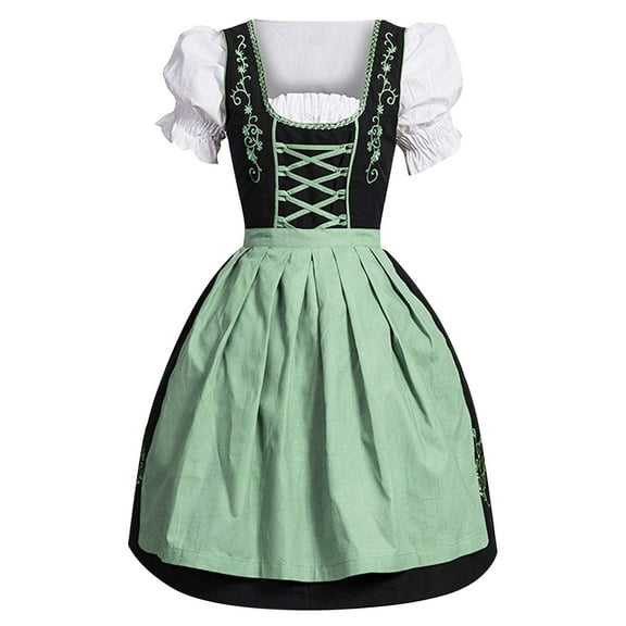 ZHOUCHANKIDS Womens Oktoberfest Dirndl Dresses Set Oktoberfest Dress Up Outfits Bavarian for Halloween Green XXXL