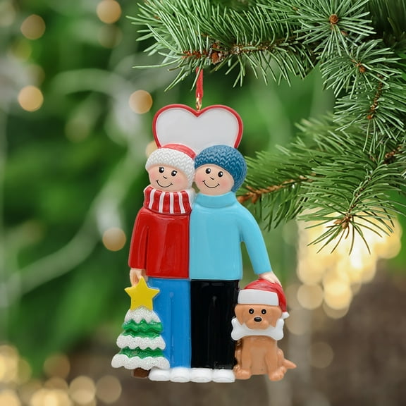 Maxora Personalized Ornaments Customized Christmas Ornament Couple with Pet Dog Free Customize
