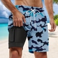 thumbnail image 2 of Telankuip Camouflage Colour Swim Shorts for Men Summer Stylish Elastic Waisted Drawstring Swim Trunks with Compression Liner Comfortable Quick Drying Lined Pocket Beach Shorts 2-Sky Blue XXXXXL, 2 of 4