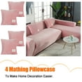 thumbnail image 3 of Eurhowing Velvet L-Shaped Sectional Sofa Cover with 4 Pillowcases, Stretch Soft Couch Slipcovers 3 Seater+4 Seater, Sofa Furniture Protector, Pink, 3 of 12