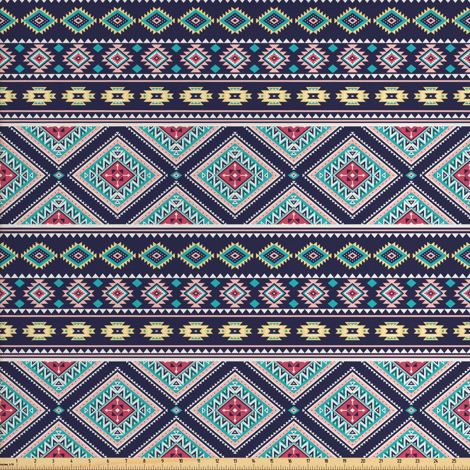 Aztec Fabric by The Yard, Folkloric Inspire Geometrical Ornament