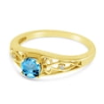 thumbnail image 3 of 10k Yellow Gold Round Blue Topaz And Diamond Ring, 3 of 6