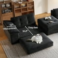 thumbnail image 4 of 109.5" Modular Sectional Sofa with Ottoman — Convertible Sleeper Sofa, Compressed No-Frame Loveseat for Small Spaces & Apartments, No Assembly Required(Corduroy, Black), 4 of 7