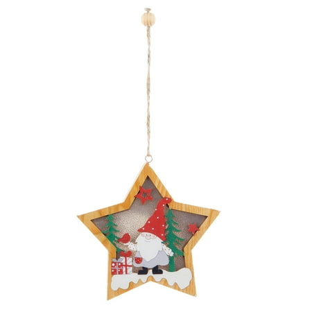 

Wooden Luminous Christmas Pendant Ornaments Santa Claus Gift C
