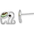 thumbnail image 1 of Sterling Silver Rh-Plated Abalone Elephant Post Earrings (10.7 X 11.75) Made In Thailand qe16506, 1 of 5