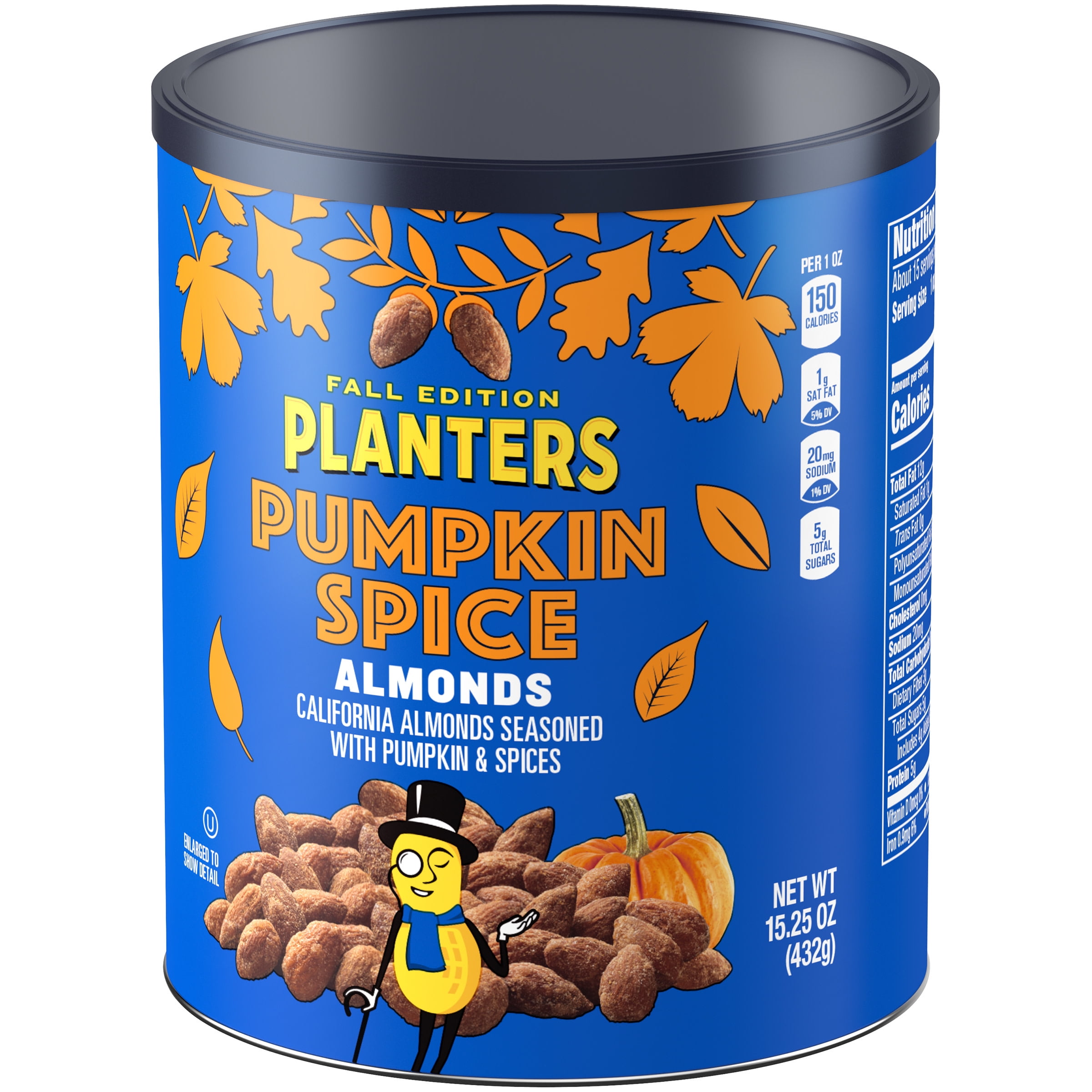 Planters Fall Edition Pumpkin Spice Almonds 15 25 Oz Canister Walmart Com Walmart Com