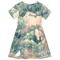 thumbnail image 2 of FORMRS Girls Short Sleeve Dress Summer Casual Round Neck A-line Beach Sundress, Sizes 2T-8T, Floral Forest Pattern, 2 of 8