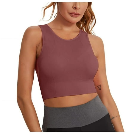 Ukumplol Sports Bras for Women Sports Bra Longline Full Coverage Bras Medium Impact Padded Workout Crop Tops for Yoga Gym Women Tank Tops Workout Tank Tops Woman Sleep Bras for Women Red S