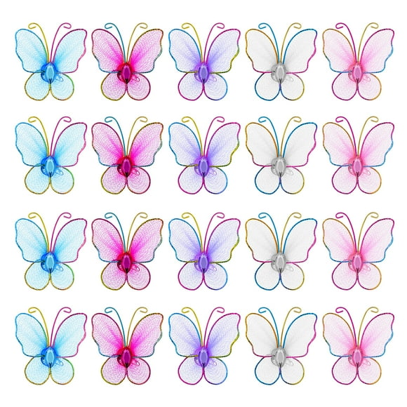 FENICAL 50PCS Mesh Stocking Butterflies Wedding Party Home Decoration (Mixed Color)