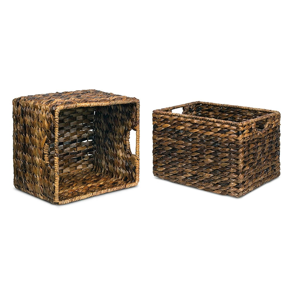 BIRDROCK HOME Woven Storage Shelf Organizer Baskets with Handles Set of 3 Abaca Wicker