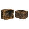 BirdRock Home Woven Storage Shelf Organizer Baskets with Handles - Set of 3 - Espresso