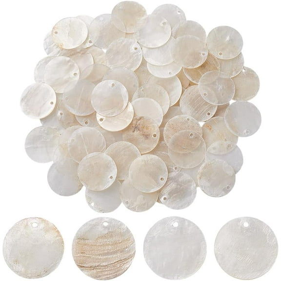 Flat Round Shell Charms White Capiz Shell Discs Charms Natural Mother of Pearl Seashells Charm for Earring Necklace Jewelry Making