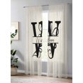 thumbnail image 4 of Sheer Curtains 96 Inches Long, Letter W Light Filtering Window Curtains for Living Room/Bedroom, Monogram Words Rod Pocket Voile Sheer Curtain Drapes, 52"W x 96"L, 2 Panels, 4 of 8
