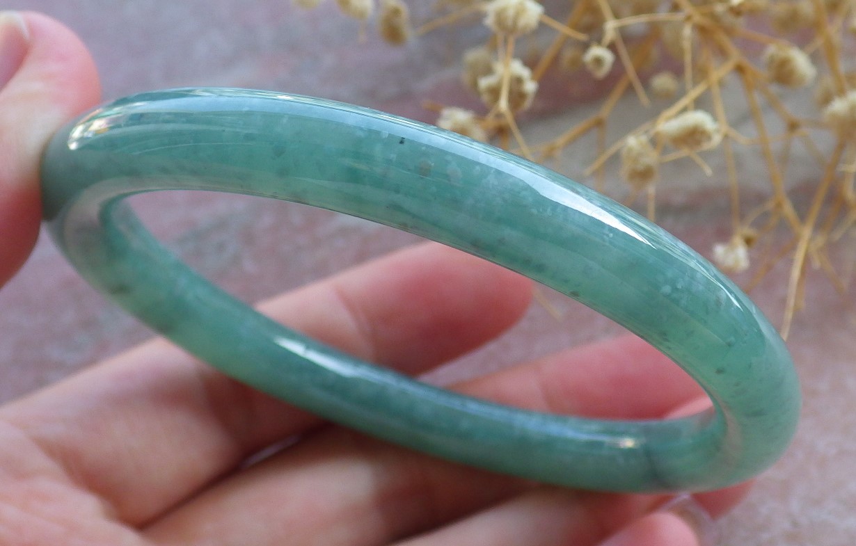 Icy Green Natural A JADE Jadeite Circle Bangle Bracelet 57 mm 683853 TN