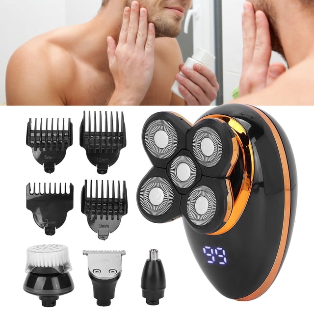 Maquinilla De Afeitar Multifuncional, Afeitadora De Cabeza Calva, Kit De Aseo Con Carga USB Impermeable, Cortadora De Cabello Flotante Con Peine Guía Para Hombres Para Viajes A