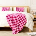thumbnail image 3 of Checkered Flannel Fleece Throw Blanket Soft Cozy Checkerboard Grid Print Chessboard Gingham Pattern Blankets for Bed Couch Sofa, 60"x80", Hot Pink, 3 of 6