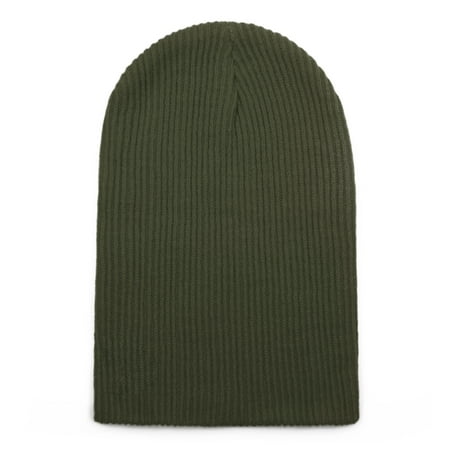 Opromo Winter Headwear Soft Stretchy Daily Beanie Hat Knit Cap for Men and Women-Army Green