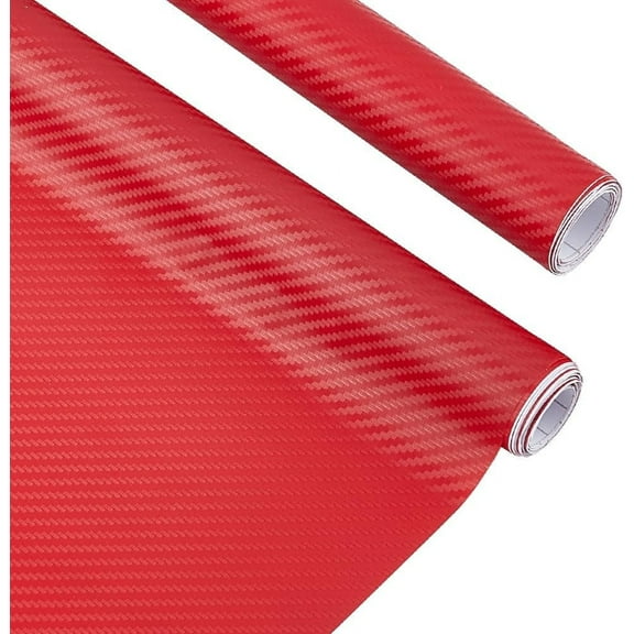 2 Rolls Carbon Fiber Stickers 9.8ft 3D Red Carbon Fiber Vinyl Wraps Self-Adhesive Vinyl Rolls Film Detailing Wrap Tape Decorative Car Sticker for Automotive 1.5m/roll