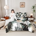 thumbnail image 4 of Homewish Green Leaves 3-Piece Full Size Comforter Sets For Kids Teens Adults,Botanical Plants Bedding Comforter Set,Black Green Lightweight Bedding Sets,Ultra Soft Home Decor,Reversible, 4 of 8