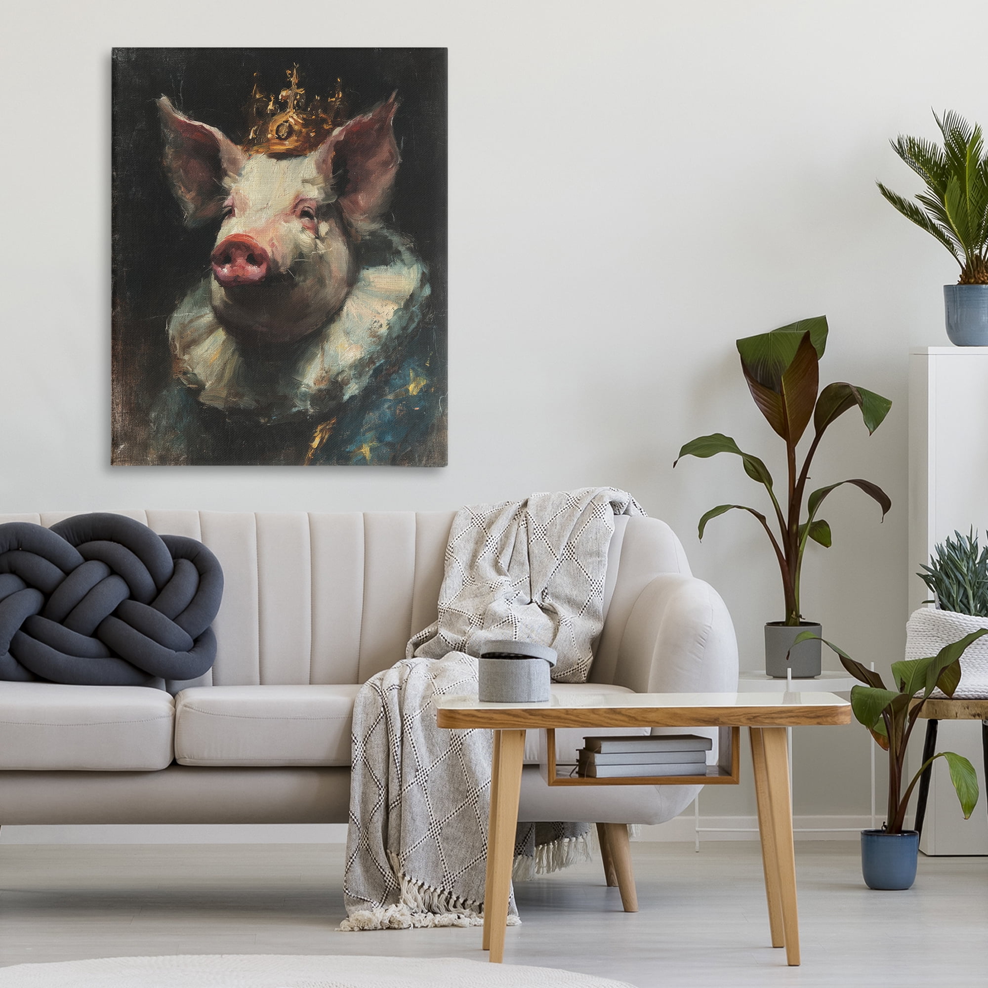 Stupell Industries Crowned Imperial Pig Canvas Wall Art, design by Svetlana Aleynikova