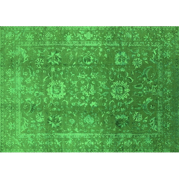 Ahgly Company Indoor Rectangle Oriental Green Industrial Area Rugs, 8' x 10'
