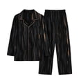 thumbnail image 4 of Dagugfen 2 PC Pajama Sets for Men Long Sleeve Button down Loose Fitted Shirts Elastic Waist Full Length Pants Breathable Comfy Loungeweawr Sets(XL,Black1), 4 of 5