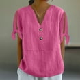 thumbnail image 2 of Uaswgudfs Split Sleeve Women's Blouses​ - V-Neck Button Front & Cotton Blend Short Sleeve for Trendy Summer Comfort, 2 of 6