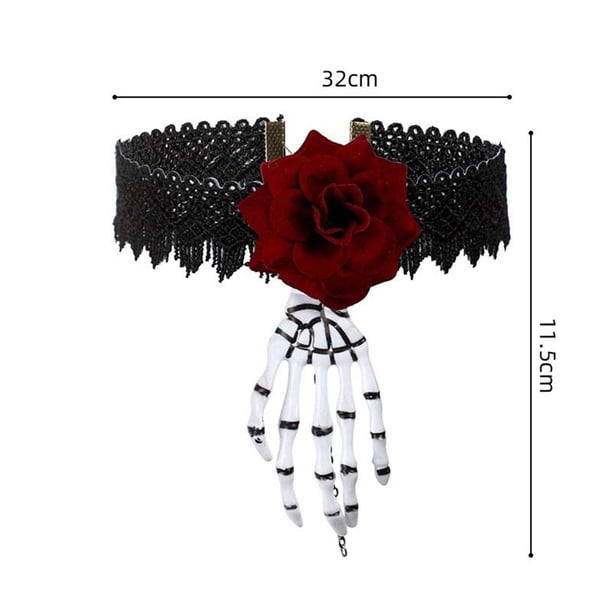 Collar falso de clavícula, collar de encaje para mujer, collar de Halloween, disfraz de Halloween, regalo navideño