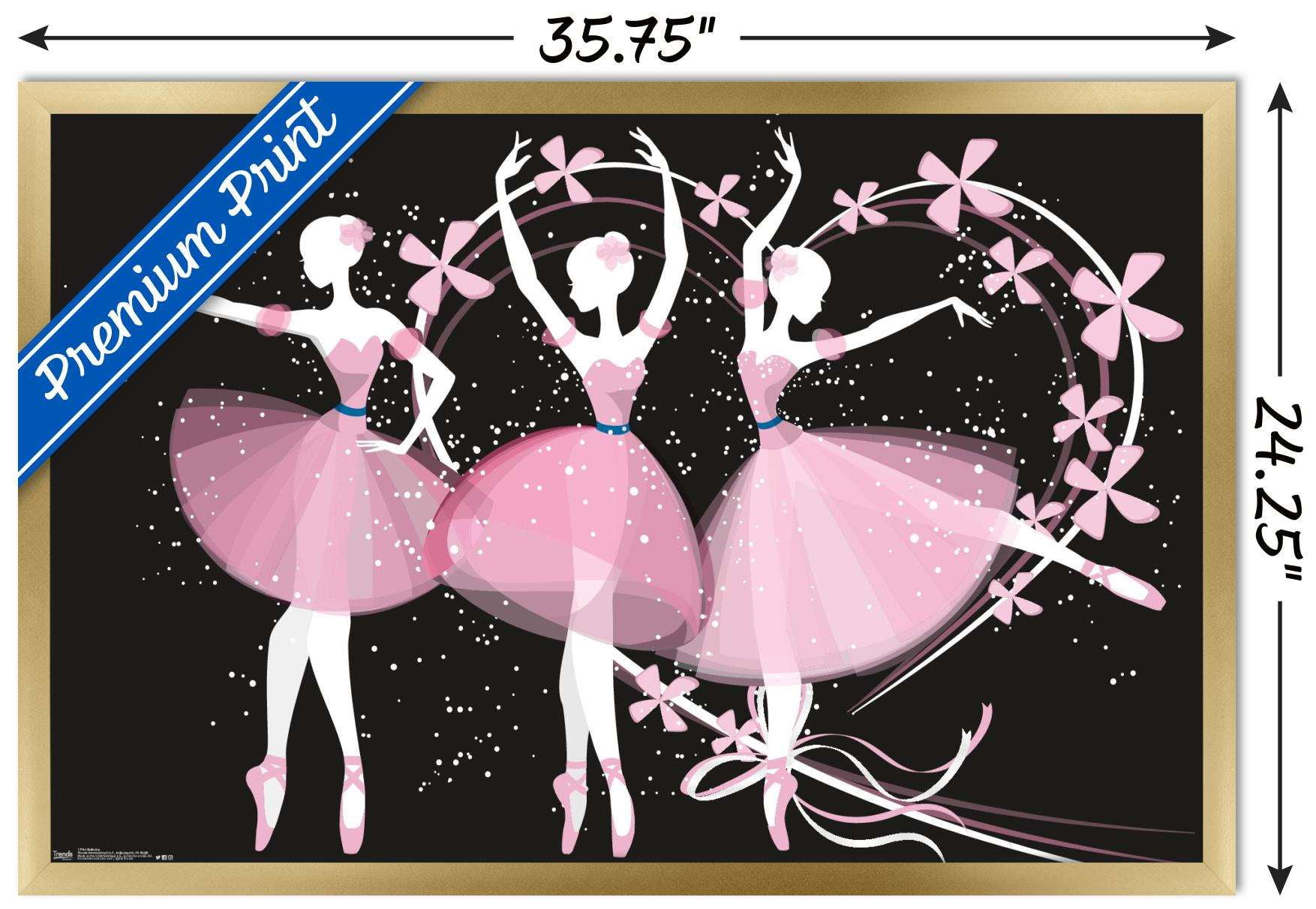 Dancing Ballerinas Wall Poster, 22.375" x 34", Framed