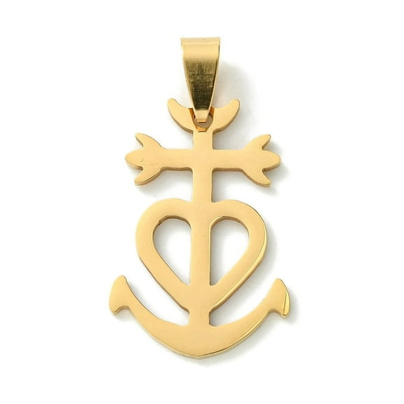 201 Stainless Steel Pendants Camargue Cross Charm Real 18K golden Plated 30x20x1.5mm Hole: 8x4.5mm