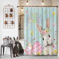 thumbnail image 3 of Easter Shower Curtain Bunny Easter Eggs Shower Curtains for Bathroom Decor, Waterproof Polyester Shower Curtain Set with Hooks, Standard Size 72" x 72" Rabbit Spring Floral Wood Grain, 3 of 9