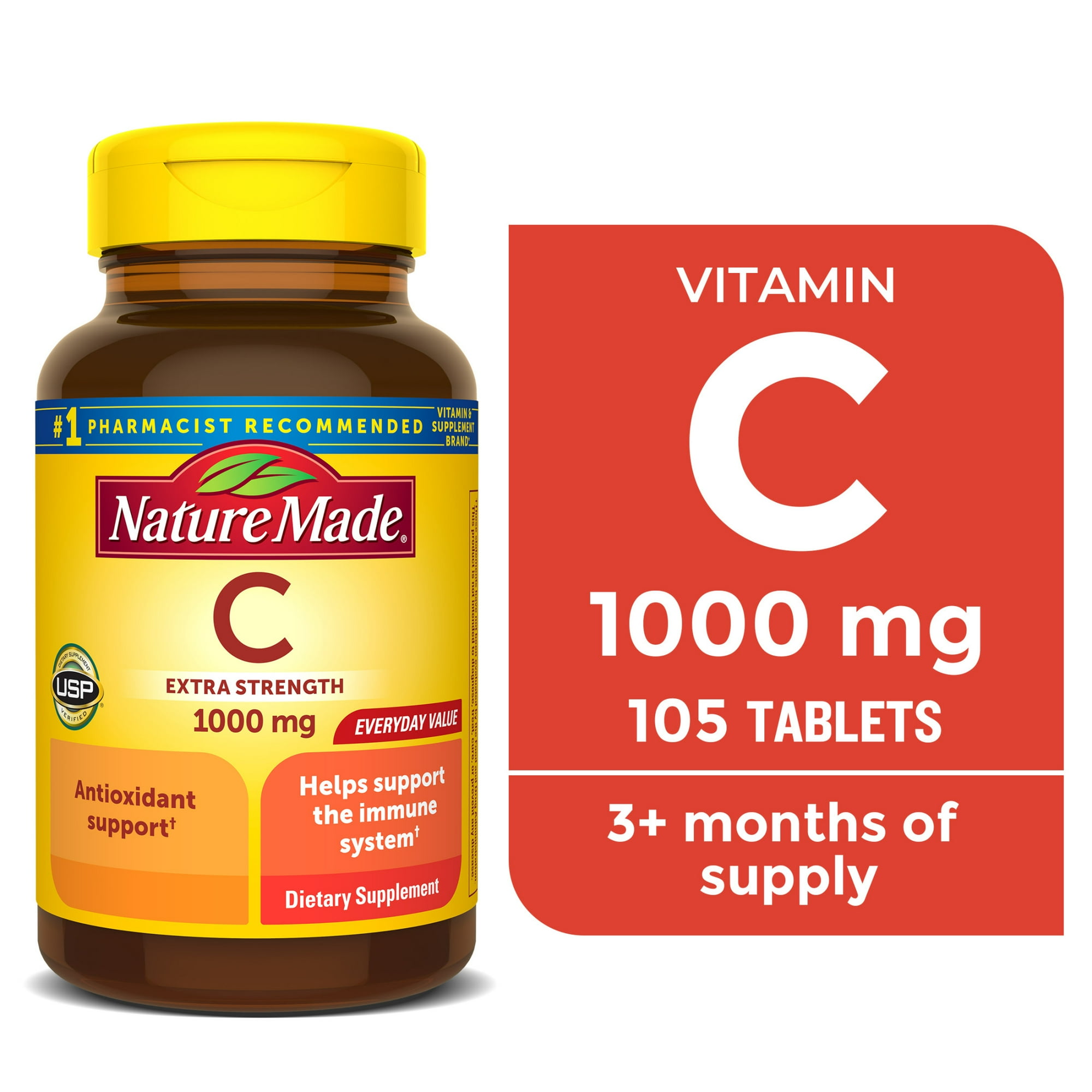 Nature Made Extra Strength Vitamin C 1000 mg Tablets, Dietary Supplement, 105 Count
