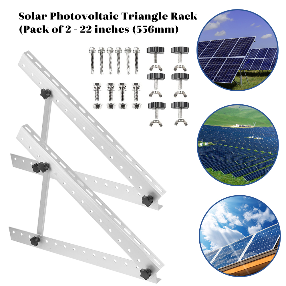 Ablink 22inch Adjustable Solar Panel Tilt Mount Brackets with Foldable Tilt Legs, Ideal for 100 - 150 Watt Solar Panel on Roof, RV, Boat, and Off-Grid (1 Set)