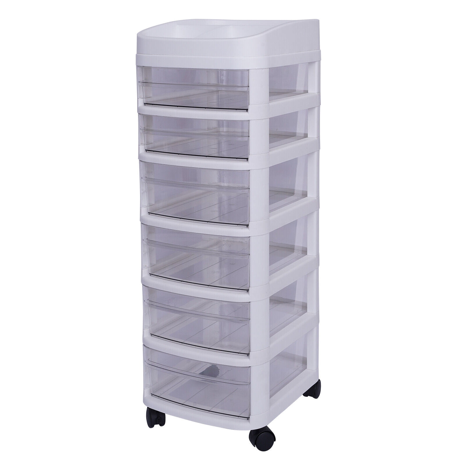 FETCOI Drawer Storage Cart Rolling Storage Cart Storage Drawer Cart Organizer Cart with 6 Plastic Drawers on Wheels Craft Storage Tower Drawers