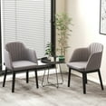 thumbnail image 4 of Gymax 2PCS Modern Dining Chairs Upholstered Velvet Accent Chairs w/ Curved Backrests, 4 of 8