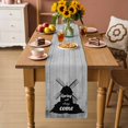 thumbnail image 2 of Farmhouse Black Windmill Table Runner 90 Inches, Spring Will Always Come Wood Grain Bed Runner Dresser Scarves Tabletop for Indoor Outdoor Parties/Ceremony/Banquet, 13" x 90", 2 of 9