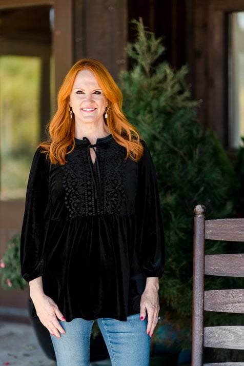 The Pioneer Woman Embroidered Velvet Empire Waist Top