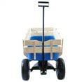 thumbnail image 6 of Outdoor Wagon All Terrain Pulling with Wood Railing and Air Tires, 39" Pull-Along Wagon Garden Cart with Foldable Handle for Kids, 330 lbs Capacity for Beach, Sporting Events, Blue, 6 of 7