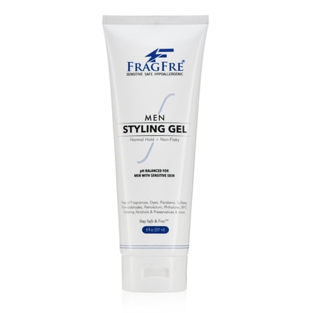 FRAGFRE Men Hair Styling Gel Fragrance Free 8 oz - pH Balanced for Sensitive Skins - Not Too Firm or Too Light - Normal Hold for Normal Hair Styles