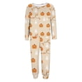 thumbnail image 6 of Xijirk Women Halloween Pajama Set Long Sleeve Boat Neck Top with Jogger Pants Pumpkin Ghost Leaf Print Loungewear for Sleepwear and Holiday Party,Khaki,3XL, 6 of 7