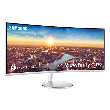 Samsung - 34” ViewFinity CJ791 QHD FreeSync Thunderbolt Monitor with speakers - White/Silver