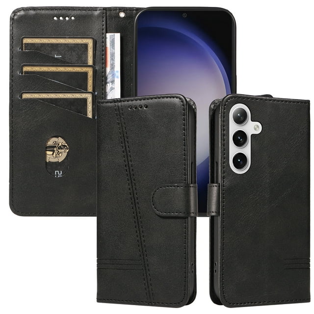Phone Case for Samsung Galaxy S24 Plus 5G Magnetic PU Leather Card Slots Durable Wallet Cover