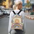 thumbnail image 7 of FORMRS Mini Backpack Purse for Women Travel Daypack Casual Shoulder Bag, Beige Rainbow, 7 of 7
