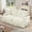Beige and White, variant on Mid Century Oversized Large Two Seater Sofa Couch with Flared Arms and Removable Ruffles Pleats Skirts and Spindle Legs, Comfy Chenille Two-Seat Love Seat Sofa for Living Room, Light Coffee