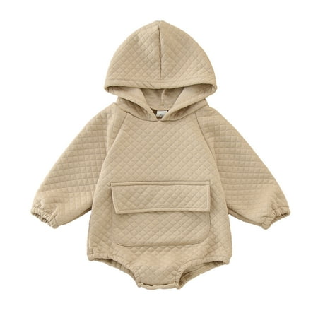

LBECLEY Toddler Jumpsuit Romper Babys Girls Boys Solid Spring Winter Long Sleeve Hooded Pocket Romper Bodysuit Clothes Romper Outfit Khaki 70