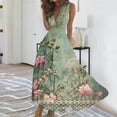 thumbnail image 2 of Hyknon Wedding Guest Dresses for Women Fashion Casual Loose Plus Size Swing Summer Dresses Casual Boho Floral Printed Sleeveless V-Neck Wrapped Chest Cocktail Dresses, 2 of 5