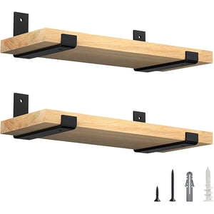 LuckIn 8" Black Shelf Brackets (4-Pack)