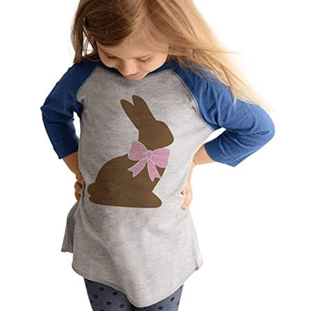 

7 ate 9 Apparel Girls Happy Easter Shirts - Chocolate Bunny Blue Shirt 2T