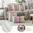 thumbnail image 6 of Abstract Flowers Pillow Covers 2 Pack White Dandelion Lavender Floral Leaves Plant Rainbow Stripes Pillowcase Waterproof Outdoor Throw Pillow Cover for Patio Garden Square Cushion 20”x20”, 6 of 9